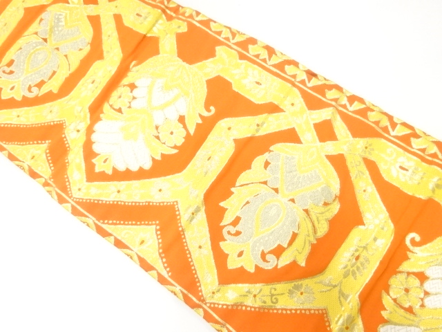 アンティーク　唐花模様織出し名古屋帯（着用可）